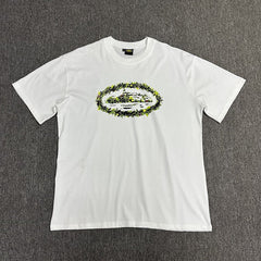 Neon Green Graphic Print White T-Shirt Unisex Streetwear Casual Short Sleeve Tee