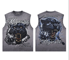 MAJESTIK Panther Graphic Sleeveless Streetwear T-Shirt