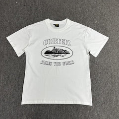 Vintage Black Graphic Print White T-Shirt Unisex Streetwear Casual Tee