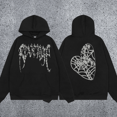 REVENGE Rhinestone Heart Graphic Hoodie