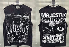 Majestik Vintage Graphic Sleeveless T-Shirt