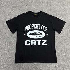 Black Graphic Print T-Shirt Unisex Streetwear Casual Short Sleeve Tee