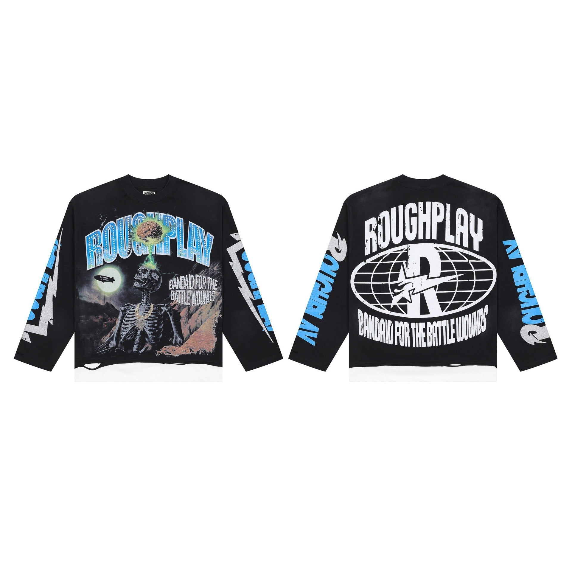 Men's Vintage Skeleton Graphic Oversized Long Sleeve T-Shirt – Retro Streetwear Cotton Tee