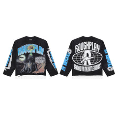 Men's Vintage Skeleton Graphic Oversized Long Sleeve T-Shirt – Retro Streetwear Cotton Tee