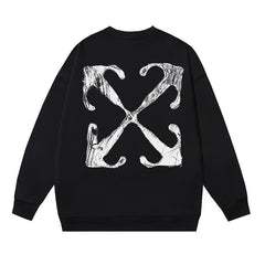 OFF WHITE Distressed Arrow Logo Crewneck Sweatshirt Black
