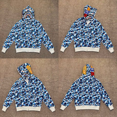 BAPE Shark Blue Camo Full Zip Hoodie