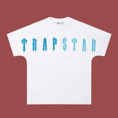 TRAPSTAR Gothic Blue Logo White T-Shirt