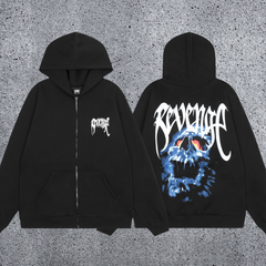 REVENGE Skull Graphic Zip Hoodie