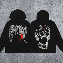 REVENGE Spider Skull Graphic Hoodie – Black