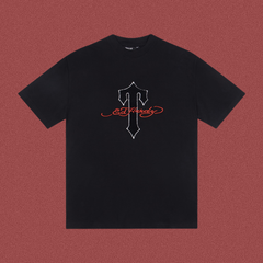 TRAPSTAR Cross Graphic Embroidered T-Shirt Black