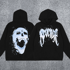 REVENGE Skull Paint Graphic Pullover Hoodie
