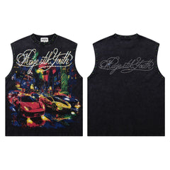 MAJESTIK Faith Graphic Studded Tank Top