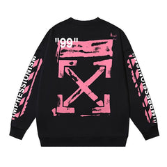Off-White Pink Brush Arrow Graphic Sweatshirt Black